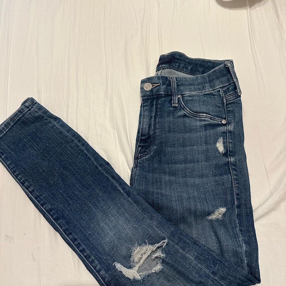 MOTHER Women's Blue Distressed Jeans